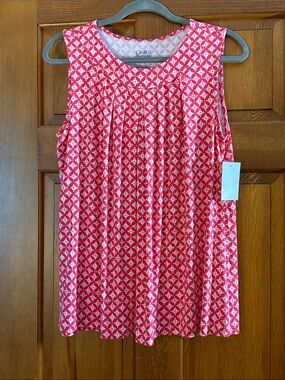 Croft & Barrow Coral-Pink Geometric Sleeveless Top